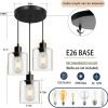 3-Lights Pendant Light Fixture, Hanging Light Fixture Kitchen Island,Black Pendant Lighting for Kitchen Bedroom Hallway, Dining Room Light Fixtures, E26 Base,Clear Glass Shade