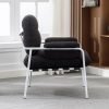 Sherpa Accent Chair, Modern Living Room Chair with Metal Frame Soft Cushion Armchair Comfy Upholstered Single Sofa Chair for Lounge/Bedroom/Reception, Fur Black