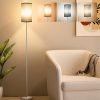 Tall Floor Lamp with Linen Shade – 3 Color Temperature, Black, LED Bulbs, Pull Chain Switch, Easy Assembly