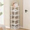 6 Tier Narrow Shoe Rack, Small Stackable Shoe Stand, Space Saving Furniture Shoe Storage Organizer for Entryway, Closet, Vertical Shoe Tower Rack