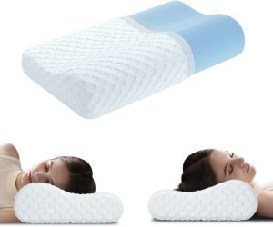 Contour Memory Foam Pillow Neck Cervical Orthopedic Pillow for Sleeping Side Back Stomach Sleeper, Ergonomic Bed Pillow for Neck Pain (Firm)