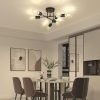 Asnxcju Modern Semi Flush Mount Ceiling Light, 6-Lights Black Sputnik Chandelier for Bedroom Lighting, Industrial Kitchen Light Fixture Ceiling Mount for Dining Room Hallway Living Room, UL Listed