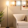 Tall Floor Lamp with Linen Shade – 3 Color Temperature, Black, LED Bulbs, Pull Chain Switch, Easy Assembly