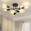 Asnxcju Modern Semi Flush Mount Ceiling Light, 6-Lights Black Sputnik Chandelier for Bedroom Lighting, Industrial Kitchen Light Fixture Ceiling Mount for Dining Room Hallway Living Room, UL Listed