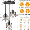 Licperron Industrial 3-Light Pendant Light, Adjustable Kitchen Hanging Ceiling Light Fixtures with Metal Cage, Black Farmhouse Pendant Lighting for Kitchen Island Dining Room Hallway, E26 Base