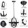 DLLT Vintage Pendant Hanging Light Fixtures, Flush Mount Ceiling Chandelier Lamp with Metal Spherical Shade for Kitchen, Dining Room, Living Room, Hallway, Entryway 3-Light, E12 Base-Matte Black