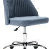 Sweetcrispy Armless Office Chair Cute Desk Chair, Modern Fabric Home Office Desk Chairs with Wheels Adjustable Swivel Task Computer Vanity Chair for Small Spaces