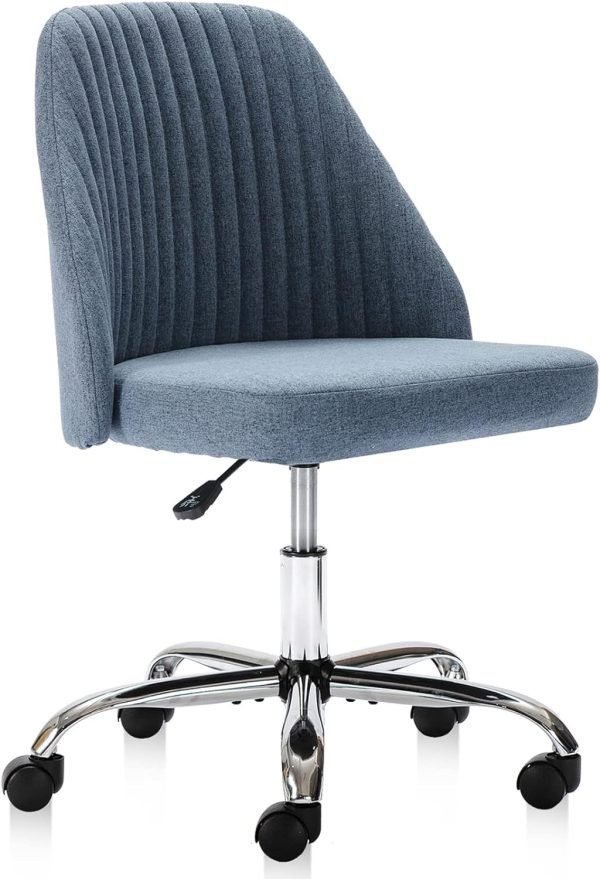 Sweetcrispy Armless Office Chair Cute Desk Chair, Modern Fabric Home Office Desk Chairs with Wheels Adjustable Swivel Task Computer Vanity Chair for Small Spaces