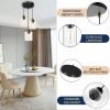 3-Lights Pendant Light Fixture, Hanging Light Fixture Kitchen Island,Black Pendant Lighting for Kitchen Bedroom Hallway, Dining Room Light Fixtures, E26 Base,Clear Glass Shade