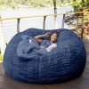 Giant Fur Bean Bag Chair Cover for Kids Adults, (No Filler) Living Room Furniture Big Round Soft Fluffy Faux Fur Beanbag Lazy Sofa Bed Cover (Light Grey, 5FT)