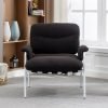 Sherpa Accent Chair, Modern Living Room Chair with Metal Frame Soft Cushion Armchair Comfy Upholstered Single Sofa Chair for Lounge/Bedroom/Reception, Fur Black