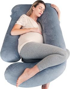 Cute Castle Pregnancy Pillows, Soft U-Shape Maternity Pillow with Removable Cover – Full Body Pillows for Adults Sleeping – Pregnancy Must Haves – Jumbo 57 Inch – Grey