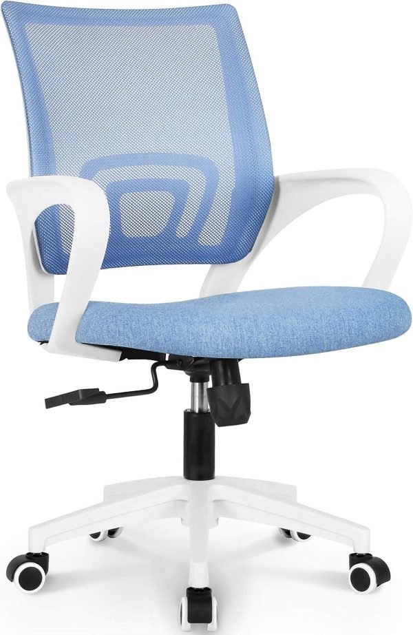 Neo Chair Office Computer Desk Chair Gaming-Ergonomic Mid Back Cushion Lumbar Support with Wheels Comfortable Blue Mesh Racing Seat Adjustable Swivel Rolling Home Executive (Black)