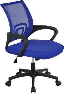 Yaheetech Office Computer Desk Chair Swivel Rolling, Cute Task Chair Ergonomic Conference Room, Mesh Work Study Chair Basic Comfy Desktop Chair with Wheels Arms, Blue