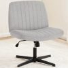 OLIXIS Cross Legged Armless Wide Adjustable Swivel Padded Fabric Home Office Desk Chair No Wheels