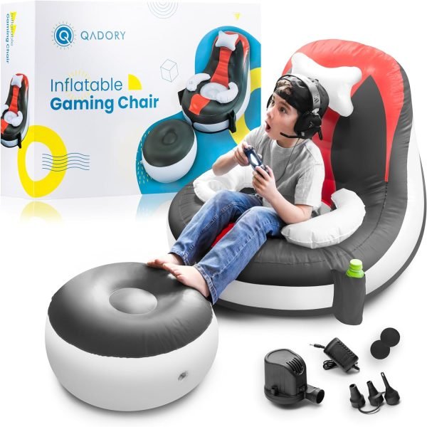 Gaming Chair for Kids- Air Pump and Gift Included 3-in-1, Inflatable Chair for Kids- Kids Gaming Chair- Kids Gaming Chair 8-12- Gamer Chair for Kids, Black