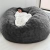 Giant Fur Bean Bag Chair Cover for Kids Adults, (No Filler) Living Room Furniture Big Round Soft Fluffy Faux Fur Beanbag Lazy Sofa Bed Cover (Light Grey, 5FT)