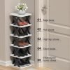 6 Tier Narrow Shoe Rack, Small Stackable Shoe Stand, Space Saving Furniture Shoe Storage Organizer for Entryway, Closet, Vertical Shoe Tower Rack