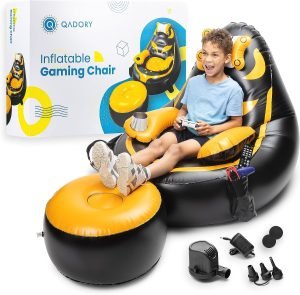 Gaming Chair for Kids- Air Pump and Gift Included 3-in-1, Inflatable Chair for Kids- Kids Gaming Chair- Kids Gaming Chair 8-12- Gamer Chair for Kids, Black