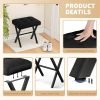 Vanity Stool Ottoman Stool Chair for Vanity Chair with Metal X Legs, Footrest Upholstered Makeup Stool for Makeup Room, Living Room, Bathroom, Padded Foot Rest Seat for Entryway(Black)