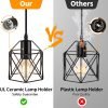 Licperron Industrial 3-Light Pendant Light, Adjustable Kitchen Hanging Ceiling Light Fixtures with Metal Cage, Black Farmhouse Pendant Lighting for Kitchen Island Dining Room Hallway, E26 Base