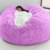 Giant Fur Bean Bag Chair Cover for Kids Adults, (No Filler) Living Room Furniture Big Round Soft Fluffy Faux Fur Beanbag Lazy Sofa Bed Cover (Light Grey, 5FT)