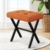 Vanity Stool Ottoman Stool Chair for Vanity Chair with Metal X Legs, Footrest Upholstered Makeup Stool for Makeup Room, Living Room, Bathroom, Padded Foot Rest Seat for Entryway(Black)