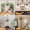 DLLT Vintage Pendant Hanging Light Fixtures, Flush Mount Ceiling Chandelier Lamp with Metal Spherical Shade for Kitchen, Dining Room, Living Room, Hallway, Entryway 3-Light, E12 Base-Matte Black