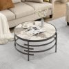 Modern Round Sofa Side Table for Living Room, Gold Small Coffee Table with Sintered Stone Top, Metal Frame, Easy Upkeep and Install, 20.7″ W High-Temperature End Table