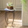 Outdoor Indoor Accent Table Plant Stand Scheme Garden Steel Ocean  Home Furniture